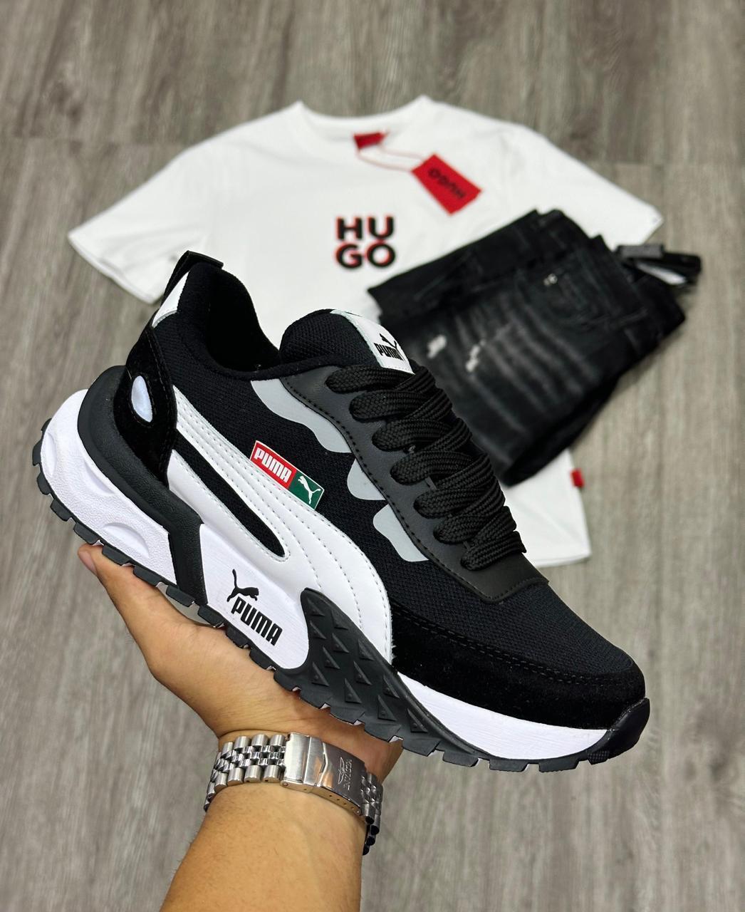 Tenis Puma Easy Rider Negro Blanco